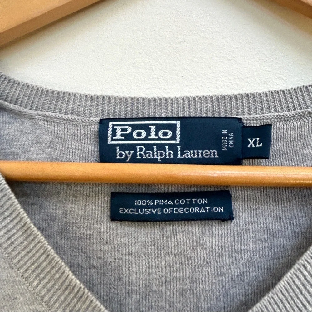 Polo Ralph Lauren 100% Pima Cotton Sweater Vest in Grey, Size XL